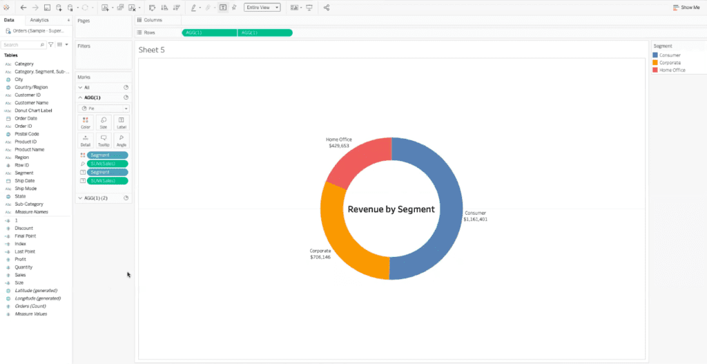 donut chart in tableau