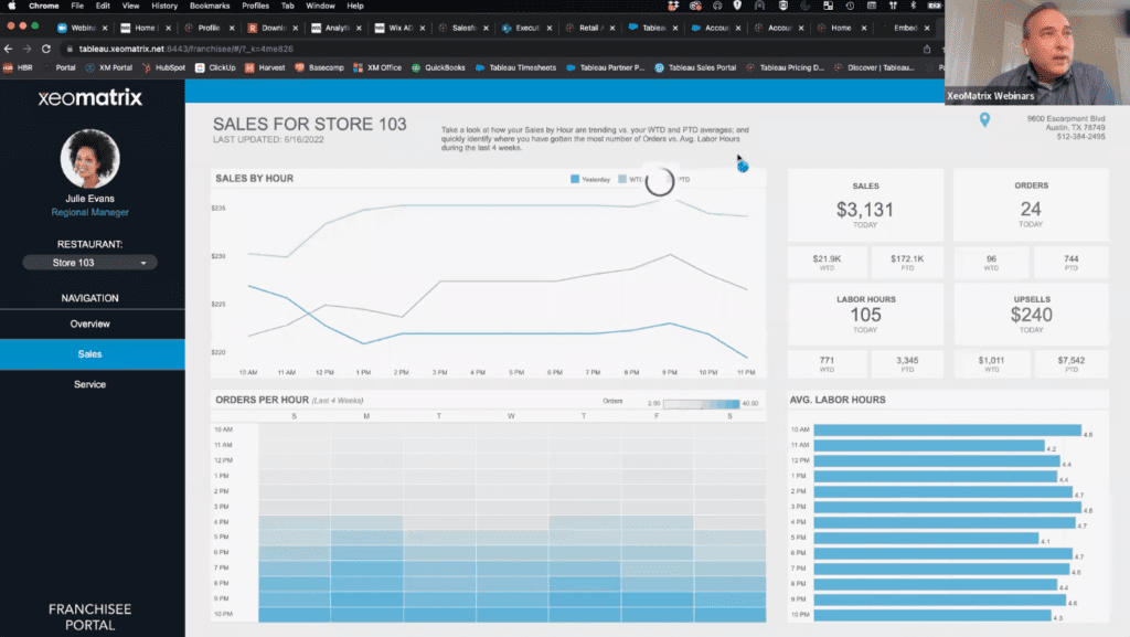 chis monahon xeomatrix tableau demo during embedded analytics webinar