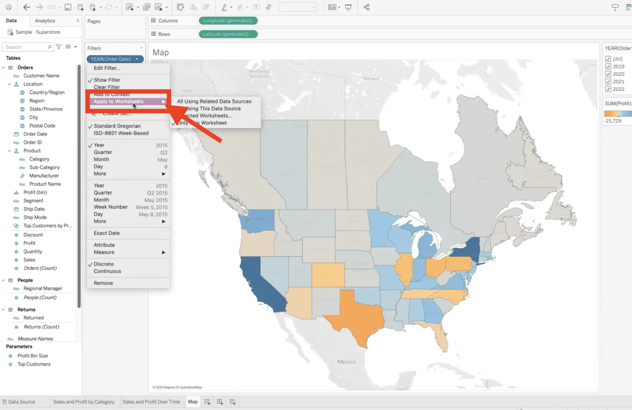 How To Apply a Filter to Multiple Sheets in Tableau XeoMatrix Data