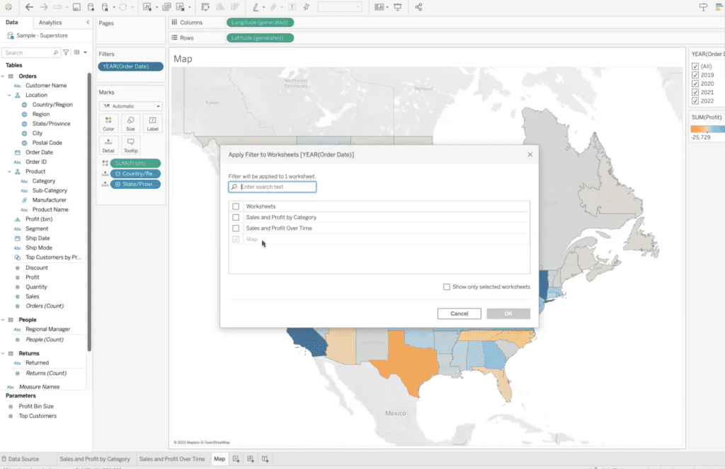 Apply Same Filter To Multiple Sheets In Tableau