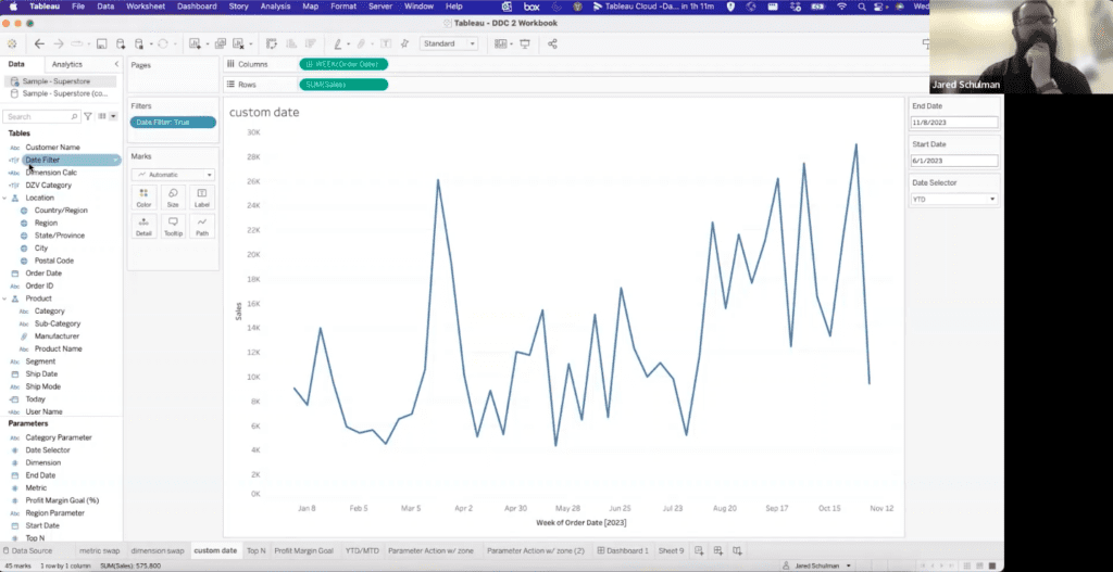Jared explaining Tableau Parameters
