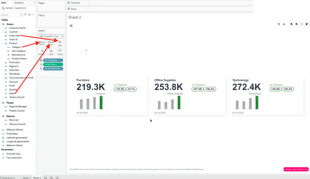 How to drag data into the Power KPI viz extension by infotopics.