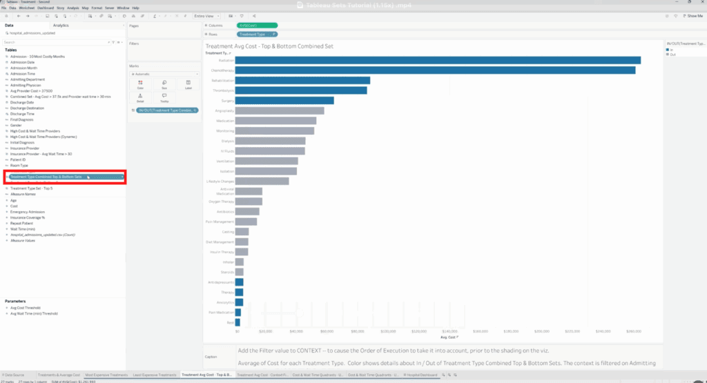 Tableau Data Pane displaying a new combined set created from existing sets, appearing as a new dataset.