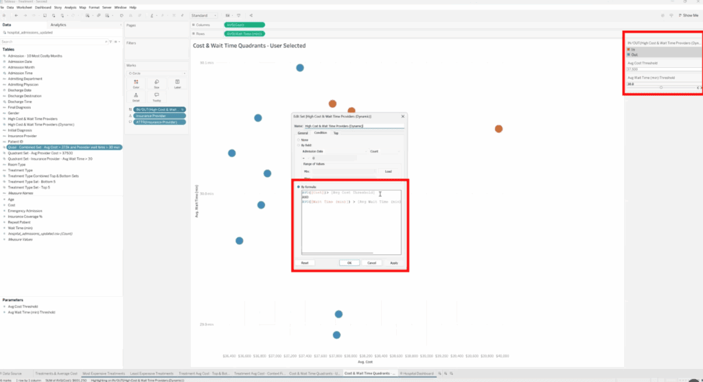 Tableau dashboard showing a parameter control displayed as a parameter legend, allowing users to adjust values interactively.
