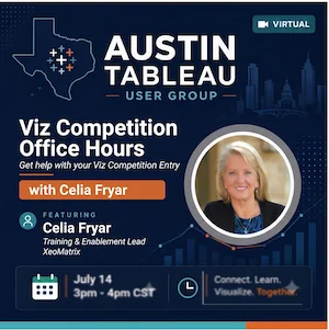 Austin Tableau User Group- Data Viz Competition Office Hours on July 14 at 3PM Central