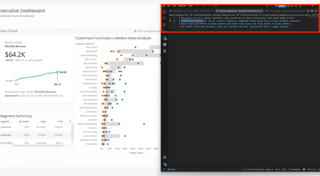 Markdown file defining four business preferences for discounts above 65%, profit ratios below 10%, and number formatting.